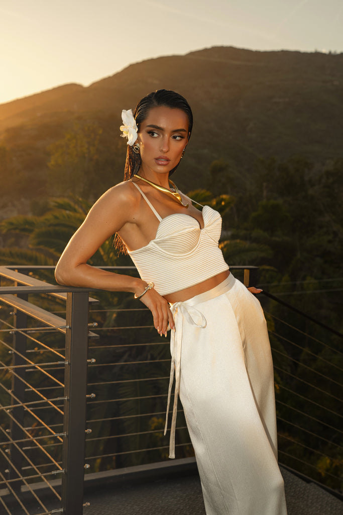 Champagne Deserae Satin Pants