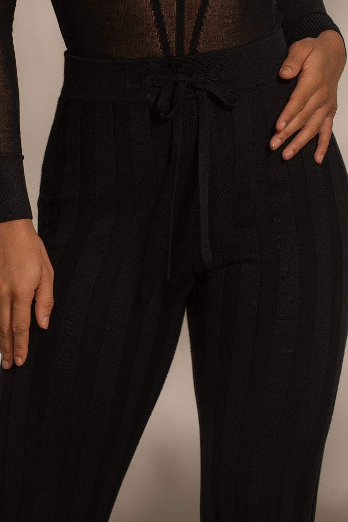 Black Darcey Ribbed Pants
