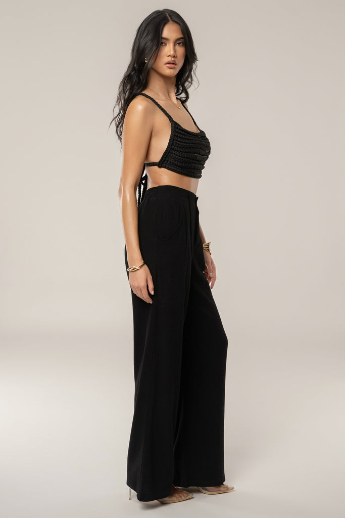 Black Thea Linen Pants