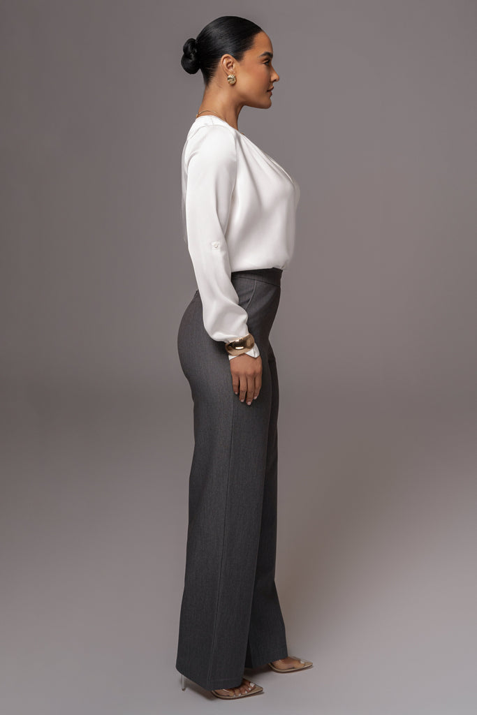 Grey Status Belted Pants