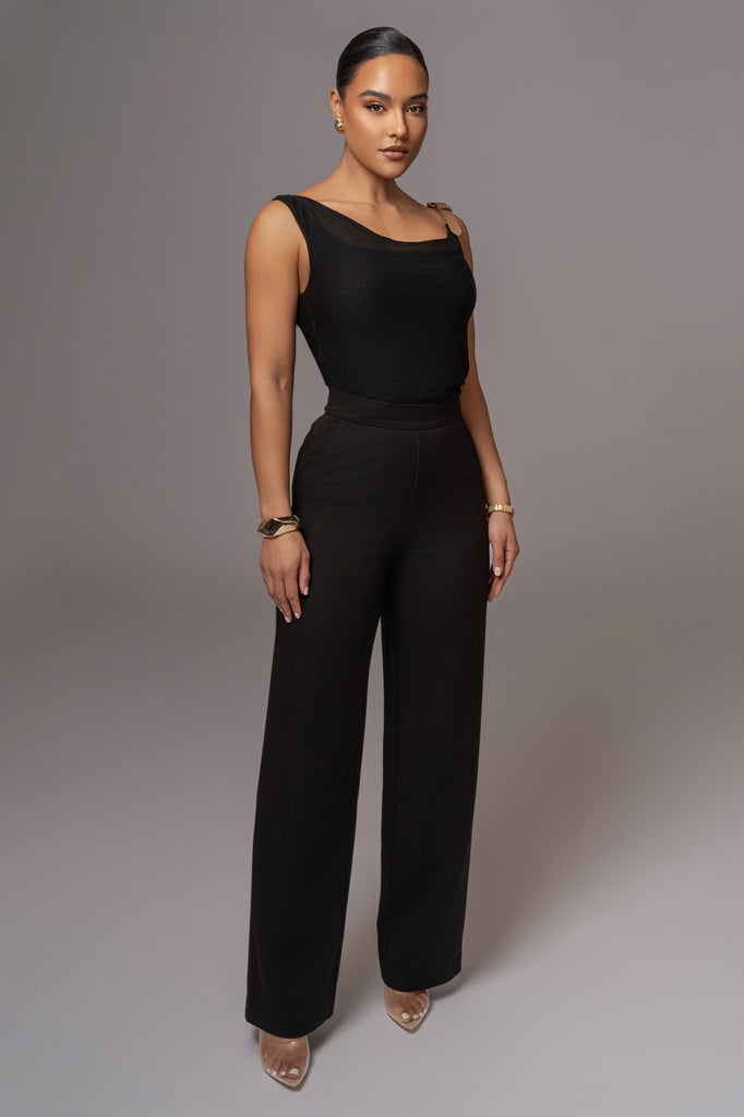 Black Status Belted Pants