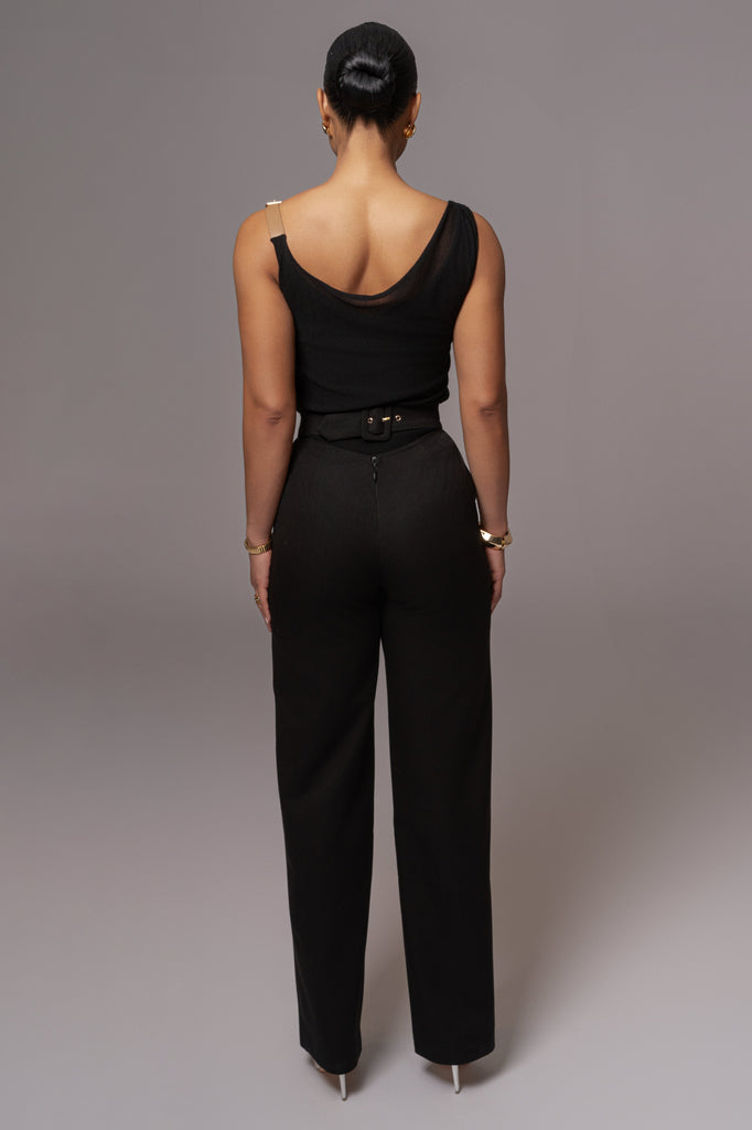 Black Status Belted Pants