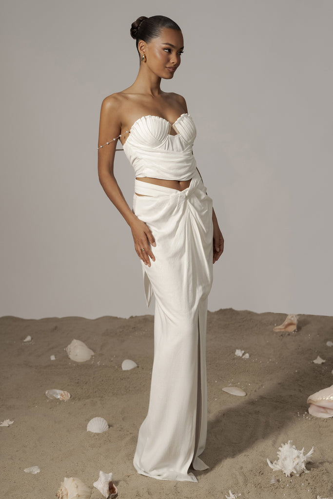 Ivory Dreamland Linen Skirt