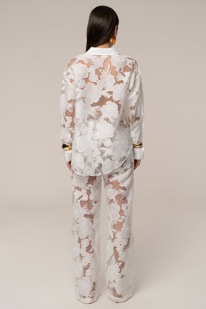 Ivory Organza Floral Pant