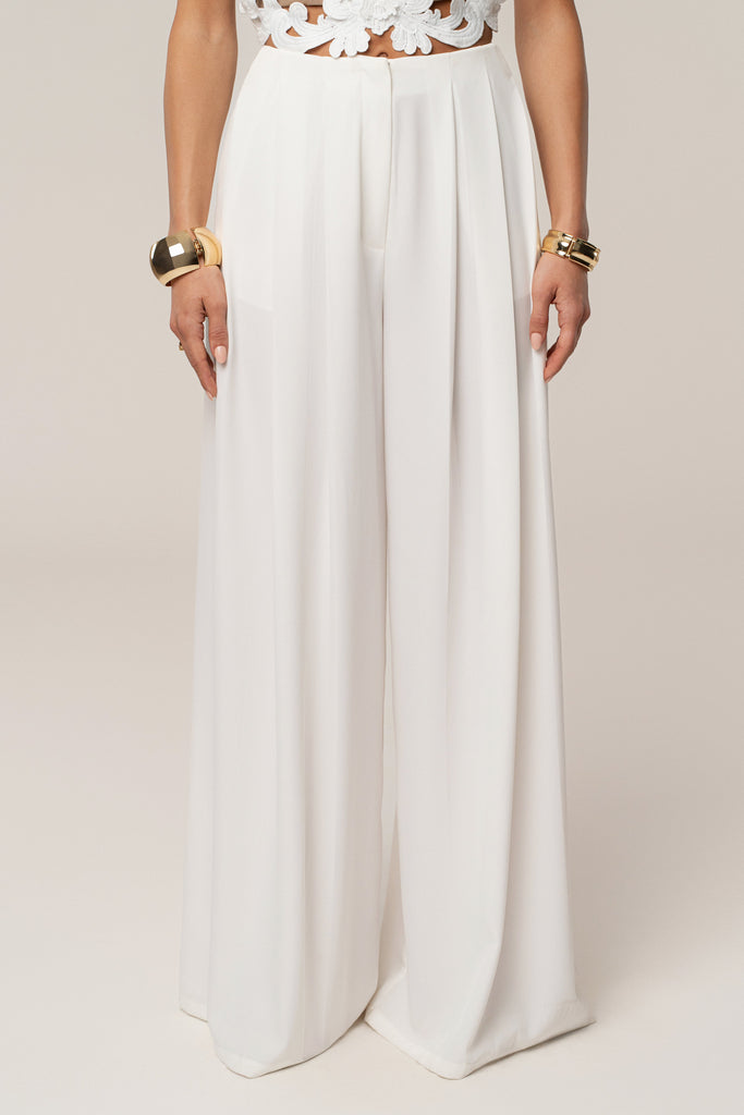 White Summer Ease Wide Leg Pants