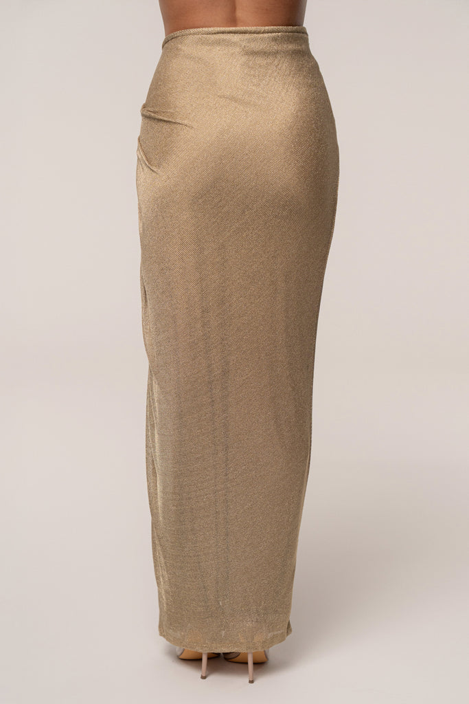 Gold Noelia Metallic Slit Skirt