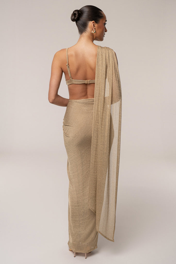 Gold Noelia Metallic Slit Skirt