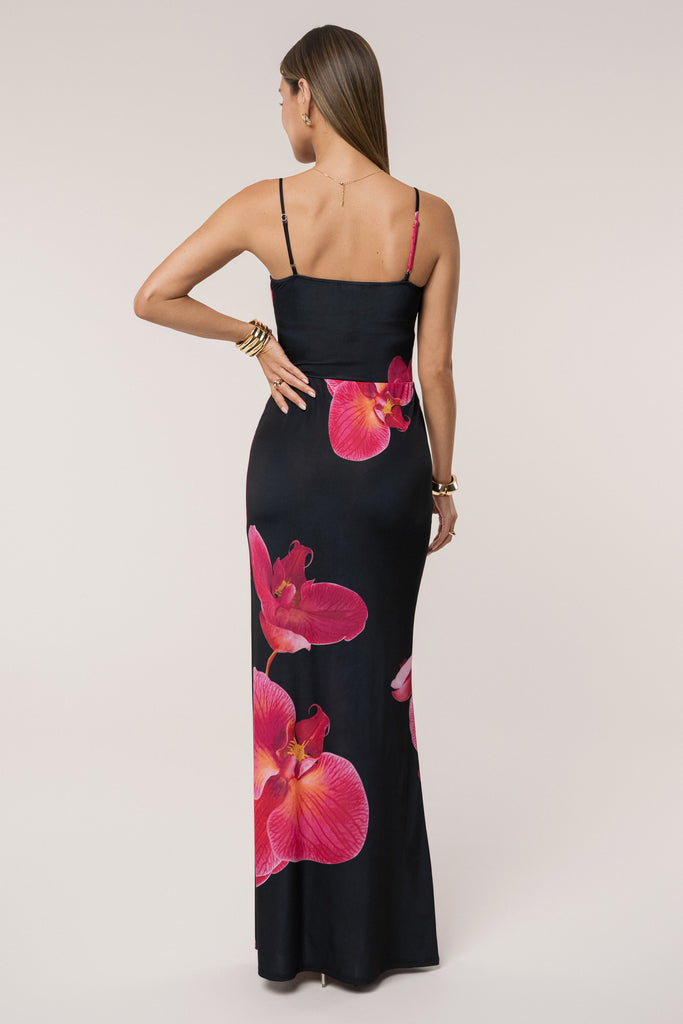 Black Floral Radiance Maxi Skirt