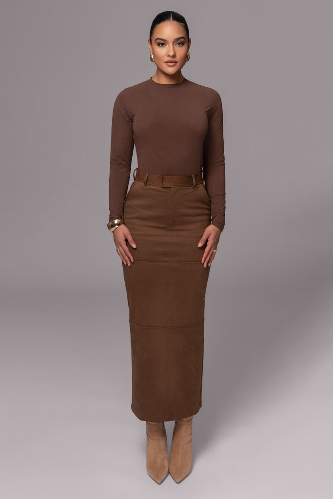 Chocolate Joy Suede Maxi Skirt