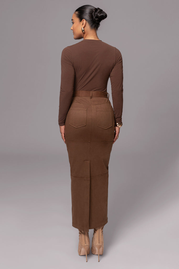 Chocolate Joy Suede Maxi Skirt