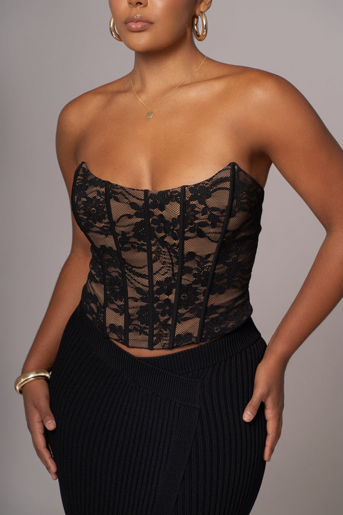 Black Hamptons Ribbed Slit Skirt